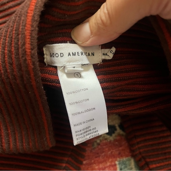 Good American Heavy horizontal Rib Wide Leg ankle Pants in Chocolate003 Size s - Picture 4 of 9